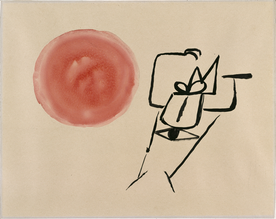 Zon en roepende figuur